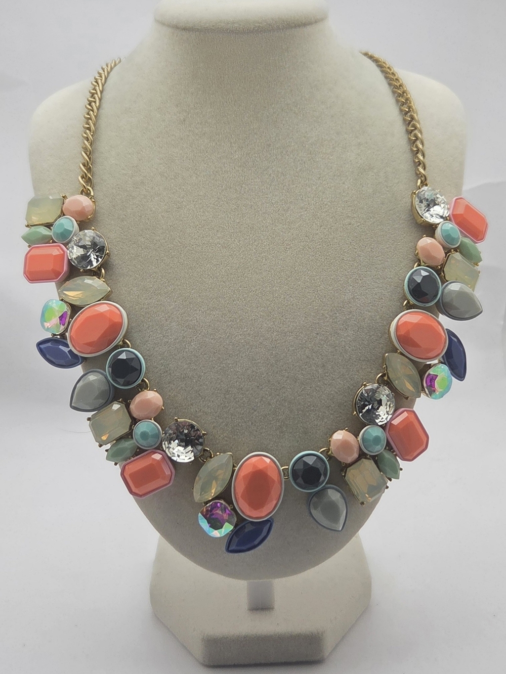 J.Crew Mixed Pastel Neon Bib Brûlée Statement Necklace, 21"